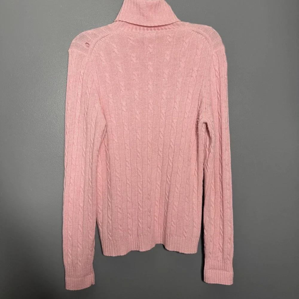 Cabi Women's XS‎ Merino Wool Blend Chunky Cable Knit Cardigan Pink Minimalist